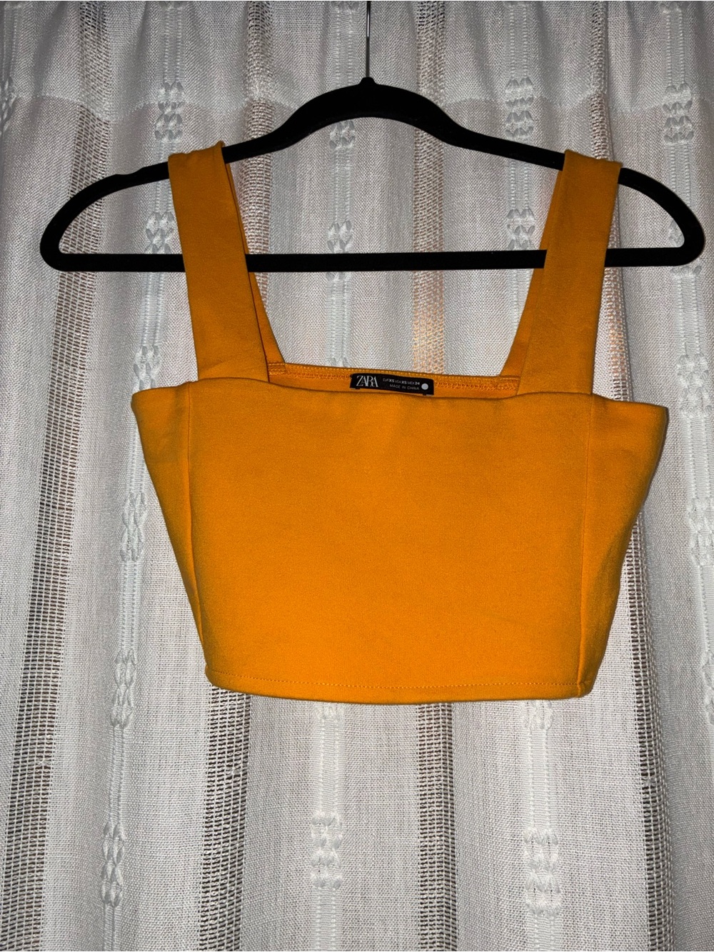 ZARA Yellow Square-Neck Cropped Tank